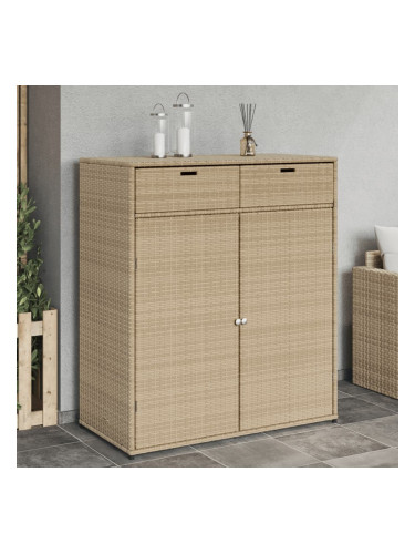 Sonata H Градински шкаф за съхранение бежов 105x55x113 см полиратан