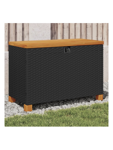 Sonata H Градинска кутия за съхранение черна 80x40x48 см PE ратан акация