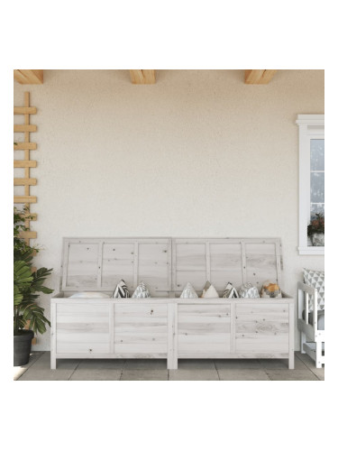 Sonata H Градинска кутия за съхранение бяла 198,5x50x56,5 см чам масив