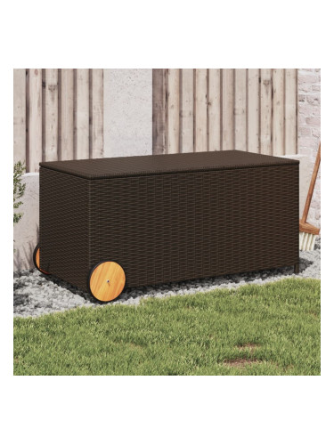 Sonata H Градинска кутия за съхранение с колела кафява 190 л полиратан