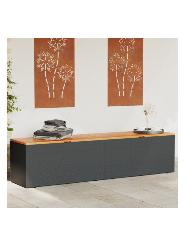 Sonata H Външна кутия за съхранение черна 220x50x54 см PE ратан акация