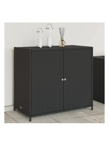 Sonata H Градински шкаф за съхранение, черен, 83x45x76 см, полиратан