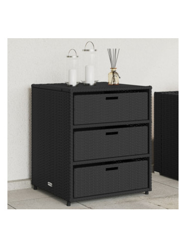 Sonata H Градински шкаф за съхранение черен 55x59x69 см полиратан