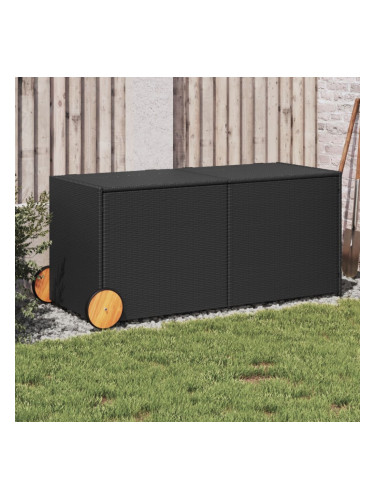 Sonata H Градинска кутия за съхранение с колела черна 283 л полиратан