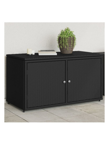 Sonata H Градински шкаф за съхранение, черен, 110x55x60,5 см, полиратан