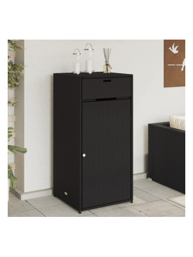 Sonata H Градински шкаф за съхранение, черен, 55x55x111 см, полиратан