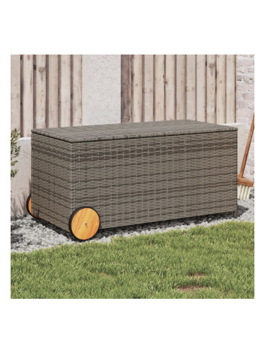 Sonata H Градинска кутия за съхранение с колела сива 190 л полиратан