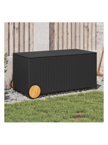 Sonata H Градинска кутия за съхранение с колела черна 190 л полиратан