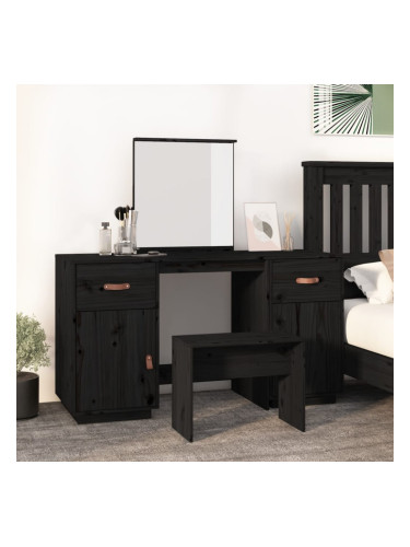 Sonata H Комплект тоалетка с огледало,черен, борово дърво масив