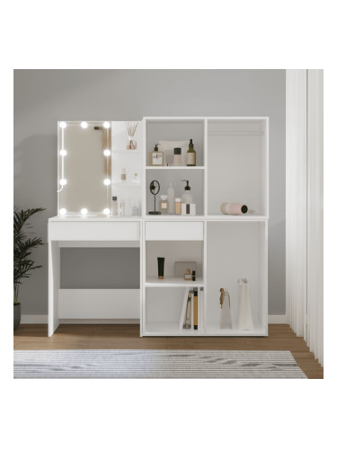 Sonata H LED тоалетка с 2 шкафа, бяла, инженерно дърво