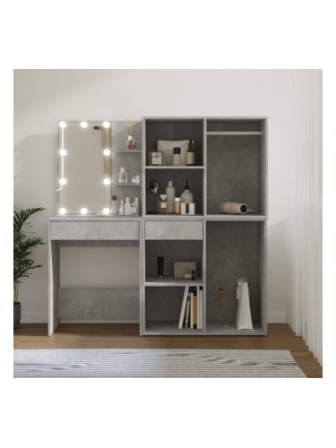 Sonata H LED тоалетка с 2 шкафа, бетонно сиво, инженерно дърво