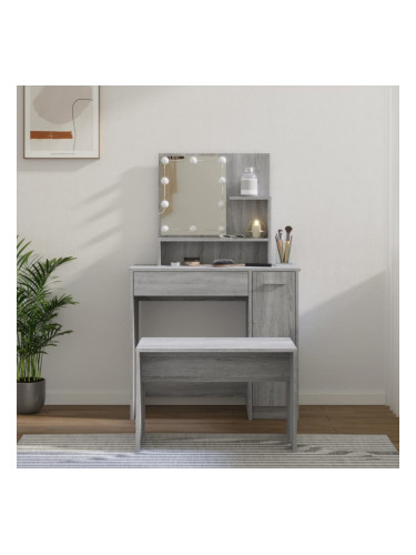 Sonata H Комплект тоалетка с LED, сив сонома, инженерно дърво