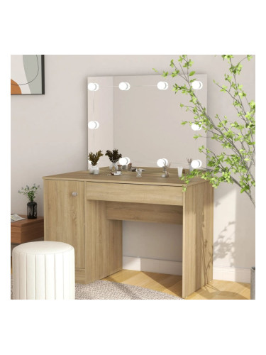 Sonata H Тоалетка с LED лампи, 110x55x145 см, МДФ, дъб