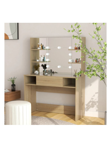 Sonata H Тоалетка с LED лампи, 100x40x135 см, МДФ, дъб