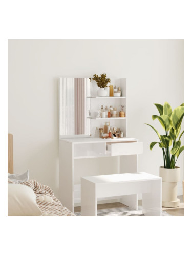 Sonata H Тоалетка с огледало, бял гланц, 74,5x40x141 см