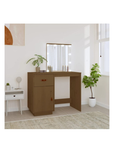 Sonata H Тоалетка с LED, Меденокафяв, 95x50x133,5 см, борово дърво масив