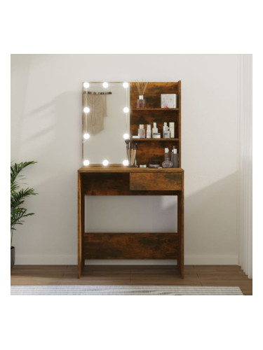 Sonata H Тоалетка с LED, кафяв дъб, 74,5x40x141 см