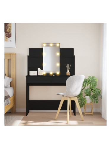 Sonata H Тоалетка с LED лампи, черна, 96x40x142 см