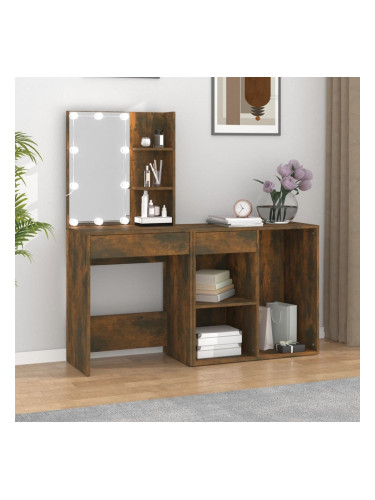 Sonata H LED тоалетка с шкаф, опушен дъб, инженерно дърво