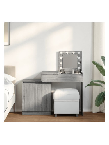 Sonata H Тоалетка с LED, сив сонома, 115x37x110,5 см