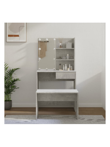 Sonata H Комплект тоалетка с LED, бял гланц, инженерно дърво