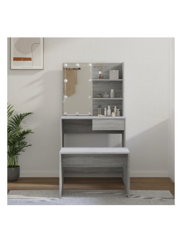 Sonata H Комплект тоалетка с LED, сив сонома, инженерно дърво