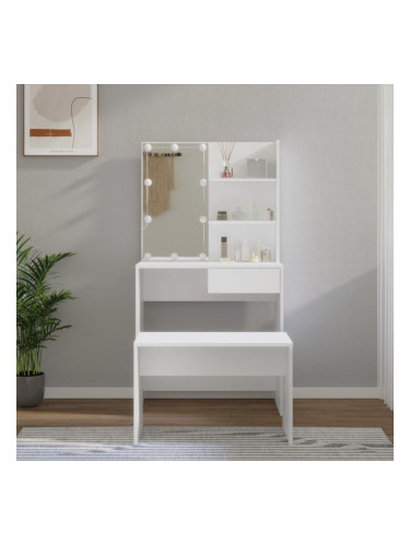 Sonata H Комплект тоалетка с LED, бяла, инженерно дърво