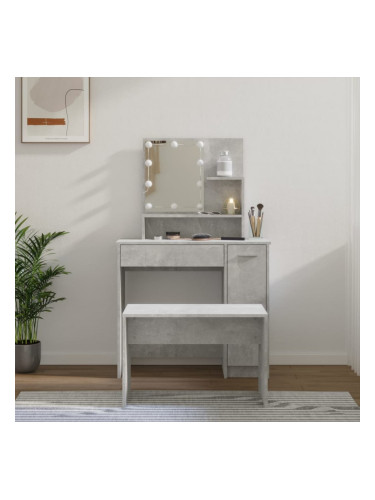 Sonata H Комплект тоалетка с LED, бетонно сива, инженерно дърво