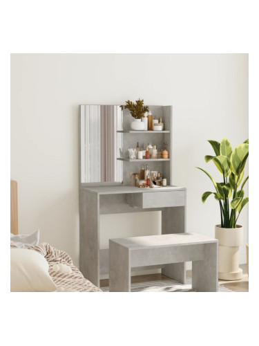 Sonata H Тоалетка с огледало, бетонно сива, 74,5x40x141 см