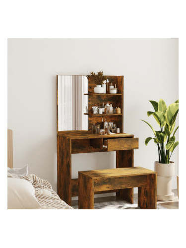 Sonata H Комплект тоалетка с огледало, Опушен дъб, 74,5x40x141 см