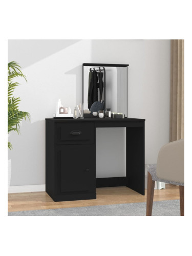 Sonata H Тоалетка с огледало, черна, 90x50x132,5 см, инженерно дърво