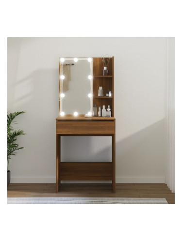 Sonata H Тоалетка с LED, кафяв дъб, 60x40x140 см