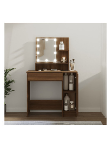 Sonata H Тоалетка с LED, кафяв дъб, 86,5x35x136 см