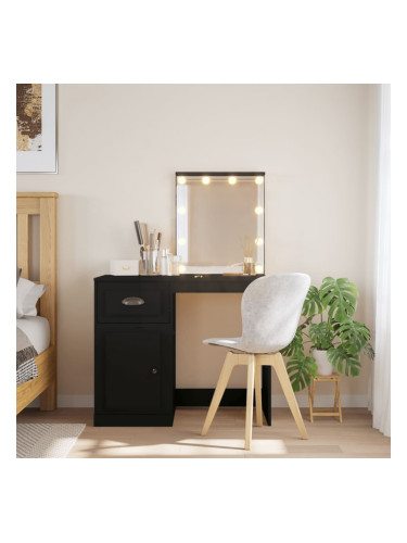 Sonata H Тоалетка с LED лампи, черна, 90x42x132,5 см