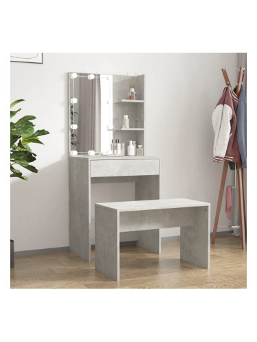 Sonata H Комплект тоалетка с LED, бетонно сива, инженерно дърво