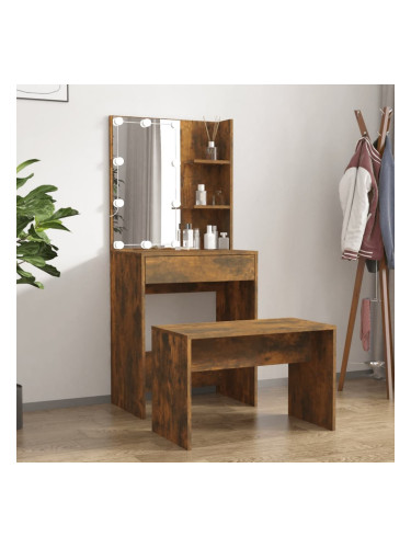 Sonata H Комплект тоалетка с LED, опушен дъб, инженерно дърво