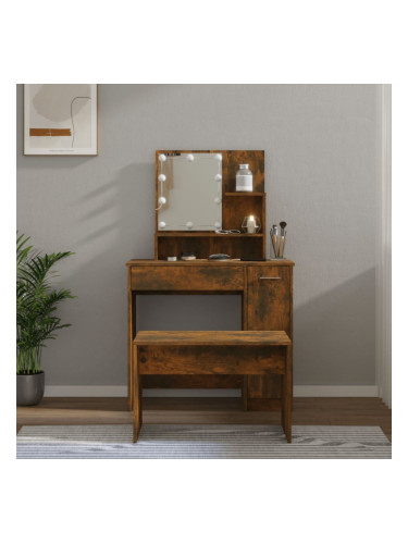 Sonata H Комплект тоалетка с LED, опушен дъб, инженерно дърво