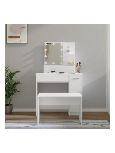 Sonata H Комплект тоалетка с LED, бяла, инженерно дърво