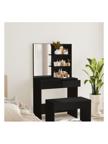 Sonata H Тоалетка с огледало, черна, 74,5x40x141 см