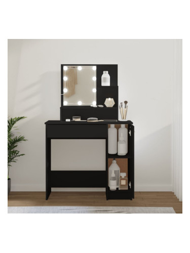 Sonata H Тоалетка с LED осветление, черна, 86,5x35x136 см