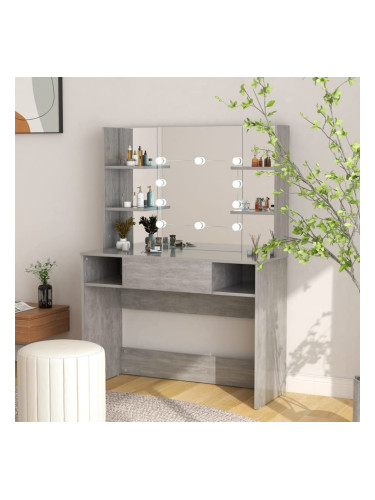 Sonata H Тоалетка с LED лампи, 100x40x135 см, МДФ, бетонно сиво