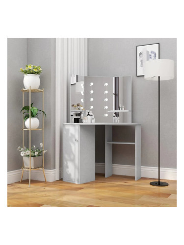 Sonata H Ъглова тоалетка с LED, бетонно сива, 111x54x141,5 см