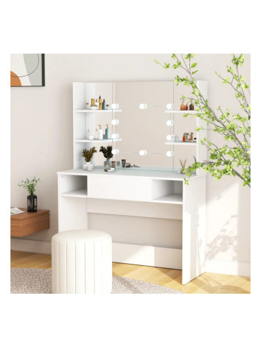 Sonata H Тоалетка с LED лампи, 100x40x135 см, МДФ, бяла