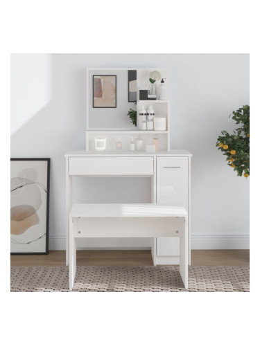 Sonata H Тоалетка с огледало, бял гланц, 86,5x35x136 см