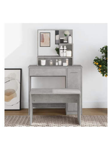 Sonata H Тоалетка с огледало, бетонно сива, 86,5x35x136 см