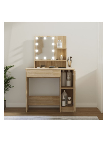 Sonata H Тоалетка с LED, дъб сонома, 86,5x35x136 см