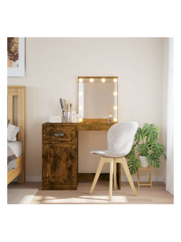 Sonata H Тоалетка с LED лампи, опушен дъб, 90x42x132,5 см