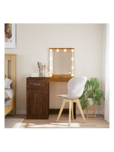 Sonata H Тоалетка с LED лампи, кафяв дъб, 90x42x132,5 см