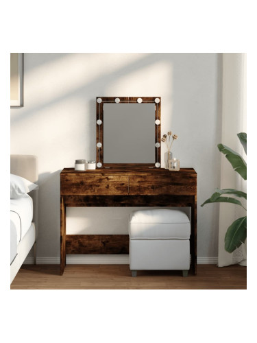 Sonata H Тоалетка с LED, опушен дъб, 100x40x130 см