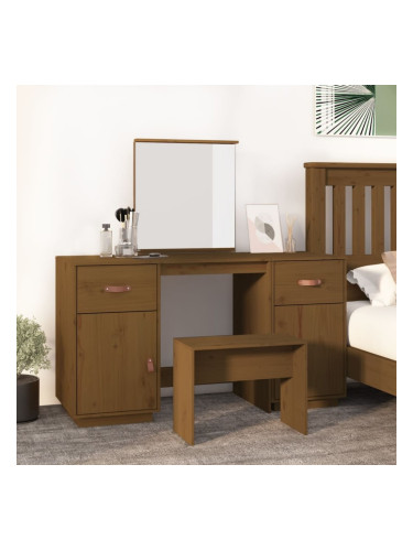 Sonata H Комплект тоалетка с огледало, меденокафяво, борово дърво масив